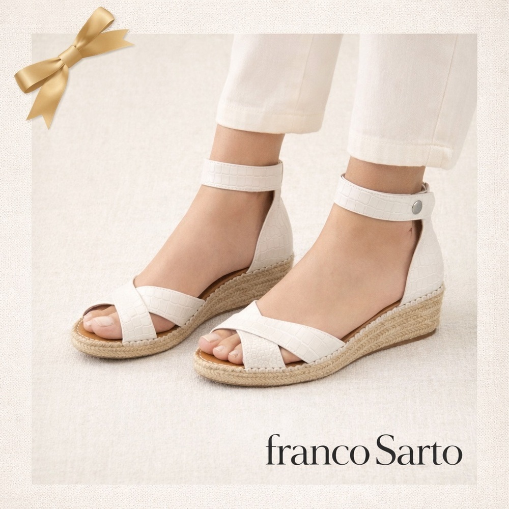 Franco Sarto White Croc-Embossed Espadrilles 7